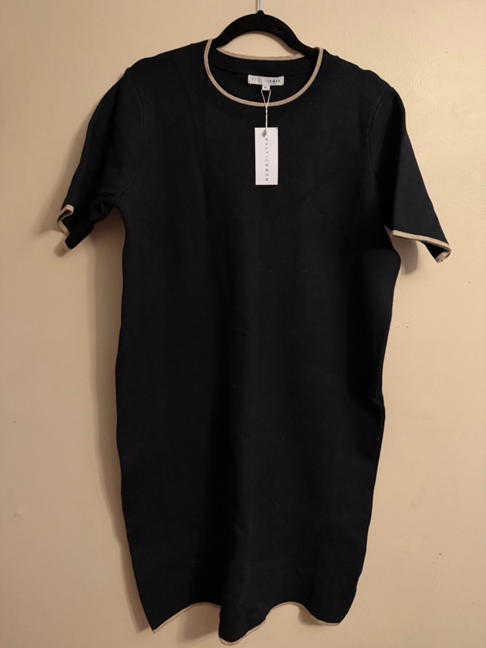 Baltic Born Black Emilia Shift Dress with Cream Trim